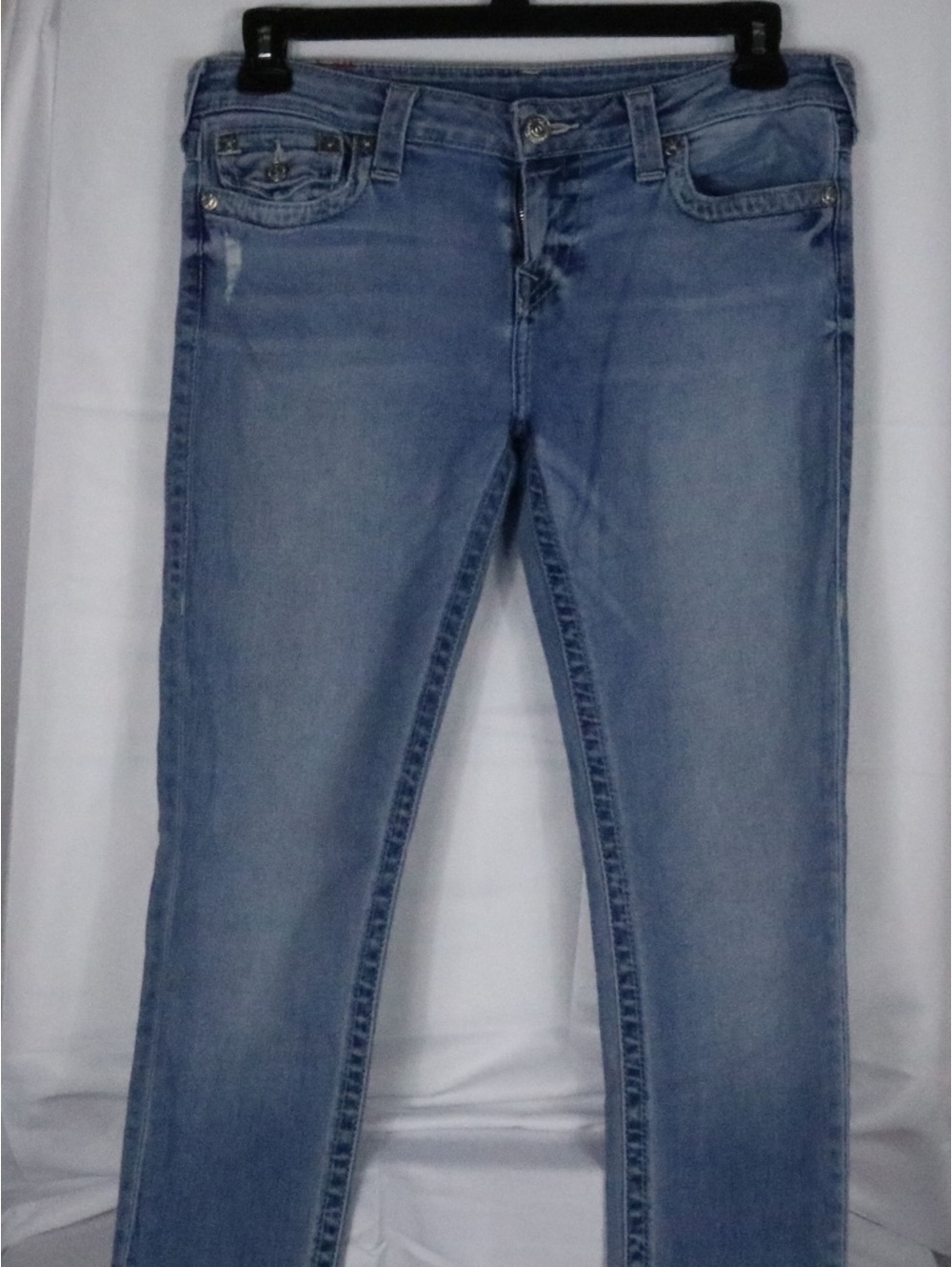 True Religion Jeans 32 Skinny Womens RN#112790 CA#57414 Light Wash Light Fade